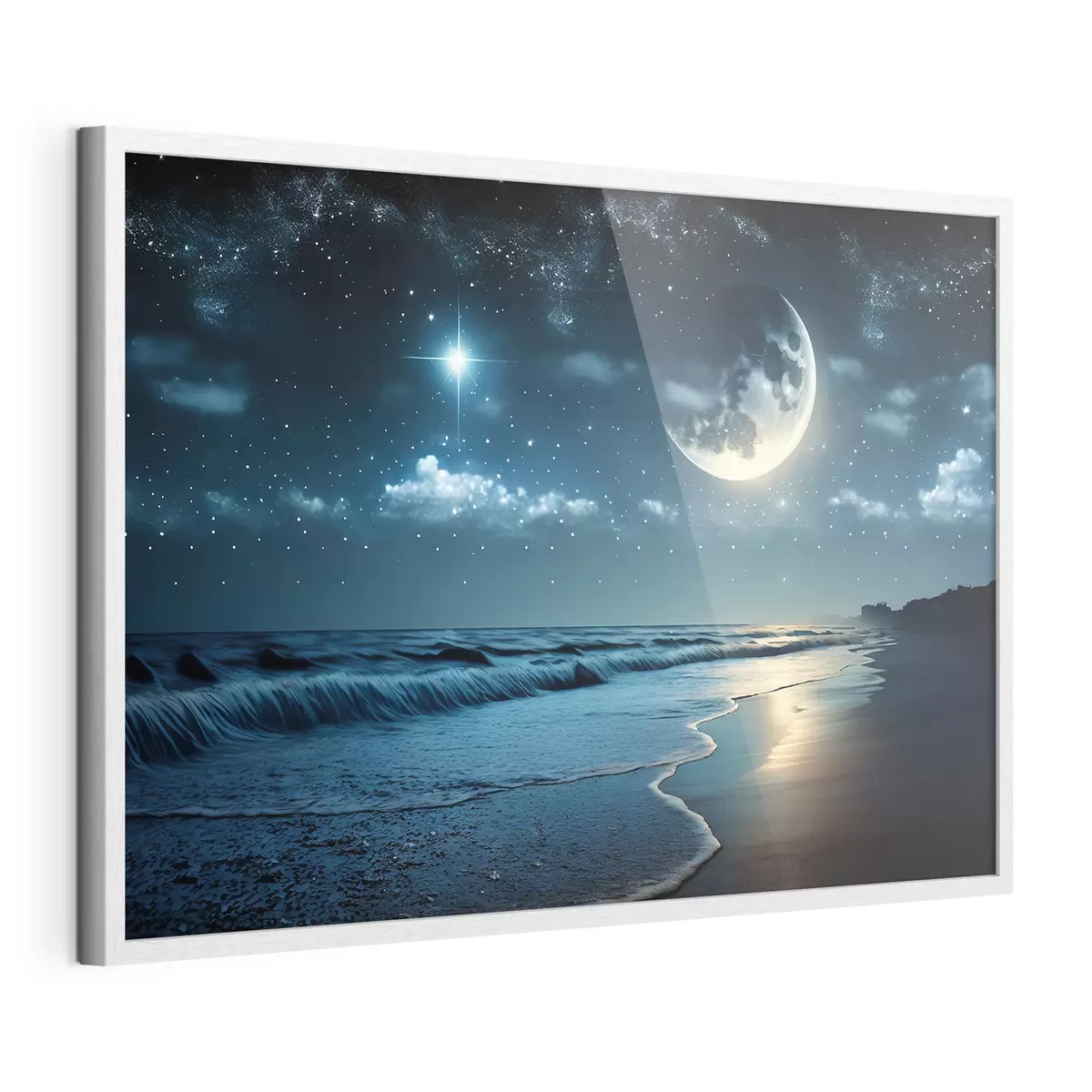 Poster Grande lune sur la mer nocturne f31111