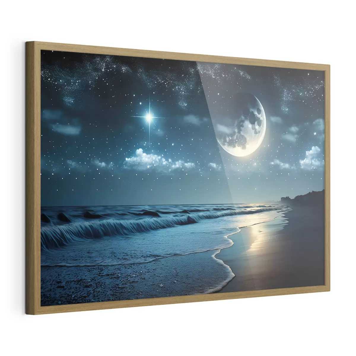 Poster Grande lune sur la mer nocturne f31111