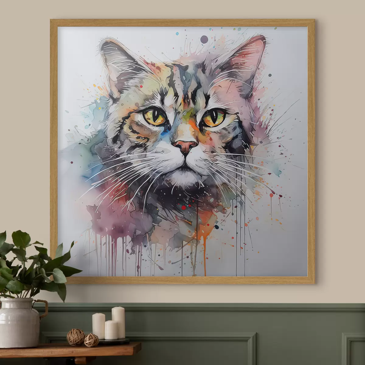 Poster Chat dans un style aquarelle f32316