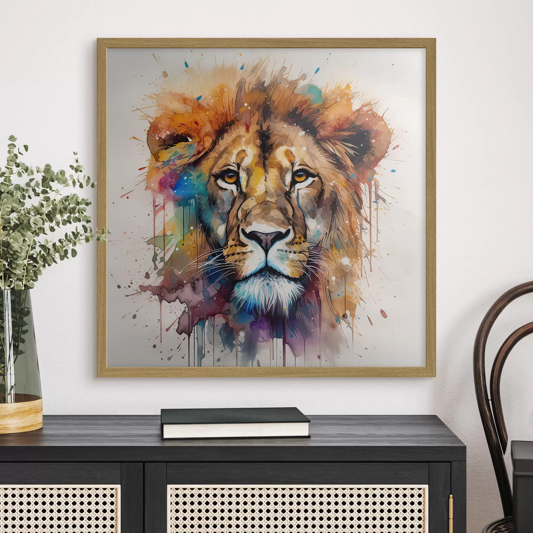 Papier peint Un lion dans un style aquarelle f32325