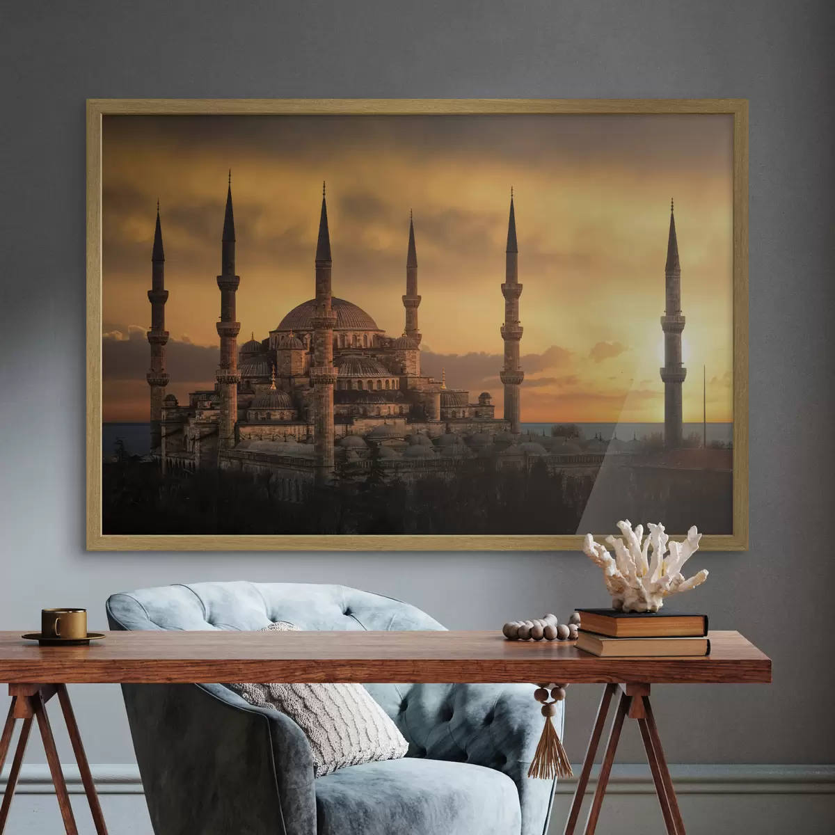 Poster Mosquée bleue au coucher du soleil, Istanbul f33029