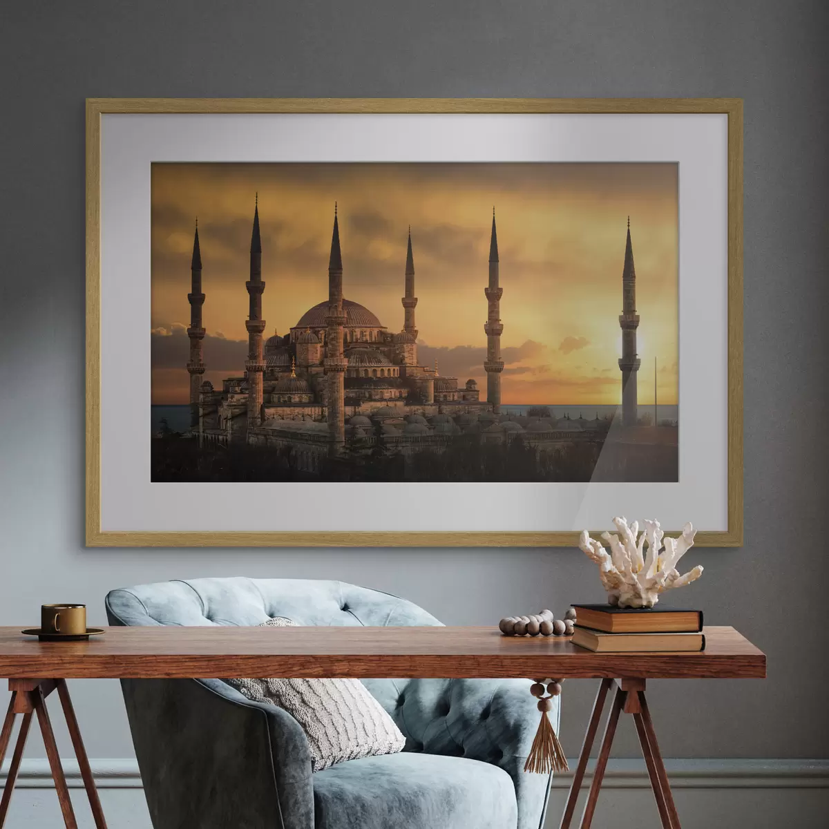Poster Mosquée bleue au coucher du soleil, Istanbul f33029