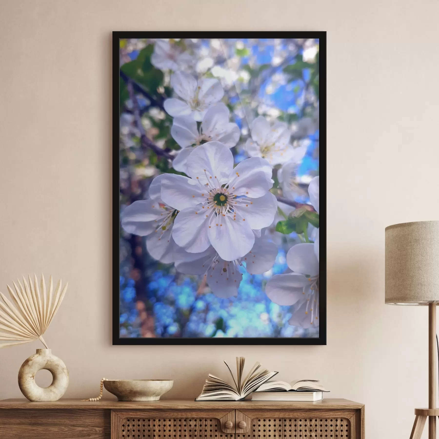Papier peint fleurs blanches f33595