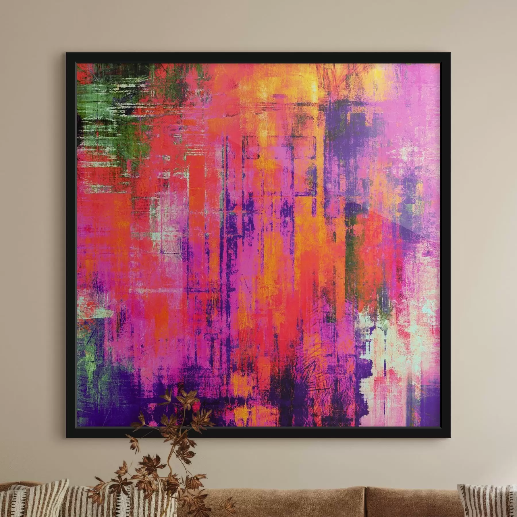 Tableau abstraction rose et violette f34054