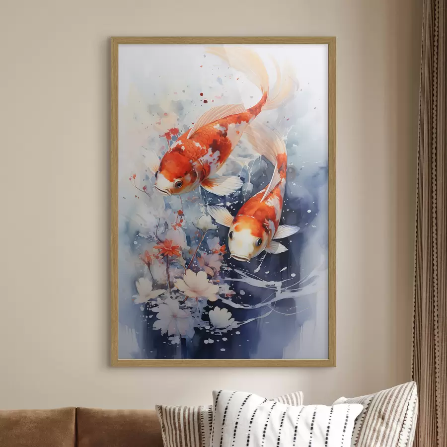 Papier peint Koi et fleurs f34245