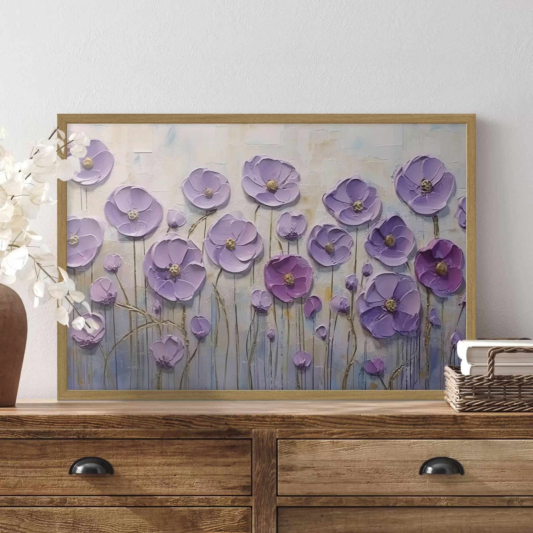 Papier peint Peinture à l'huile de fleurs printanières sur toile f34856