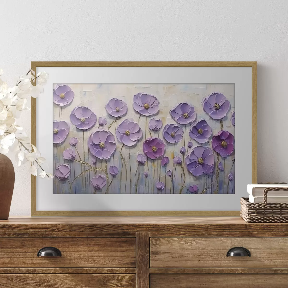 Poster Peinture à l'huile de fleurs printanières sur toile f34856