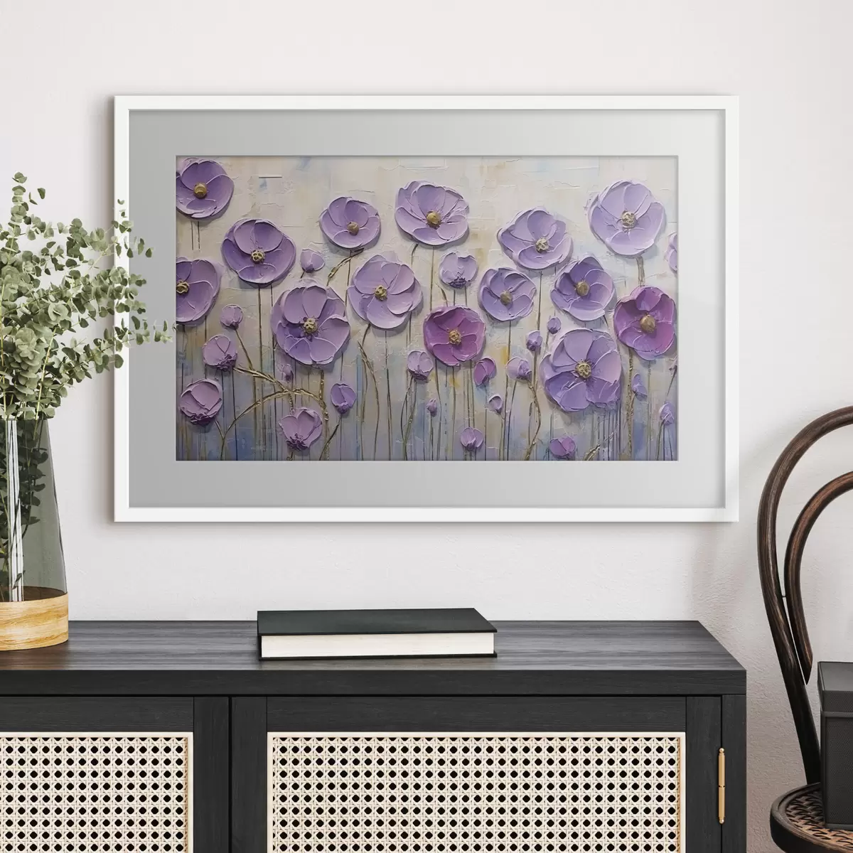 Poster Peinture à l'huile de fleurs printanières sur toile f34856