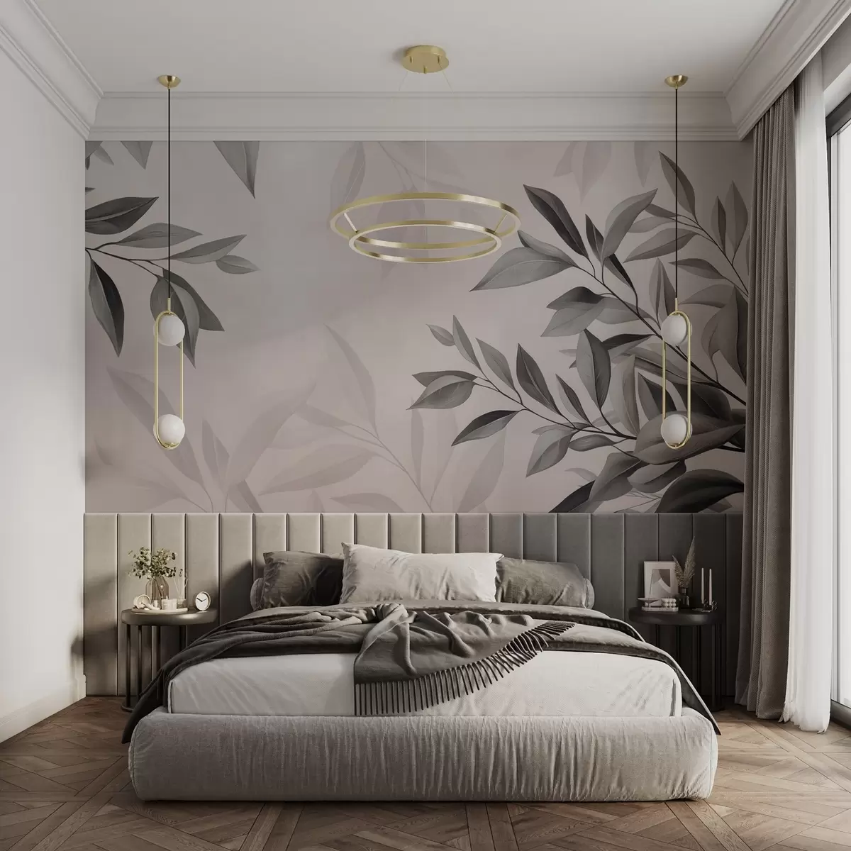 Papier peint Branches et feuilles bleu foncé sur fond gris w08499v1 buy France - Uwalls.fr Papier peint Branches et feuilles bleu foncé sur fond gris w08499v1