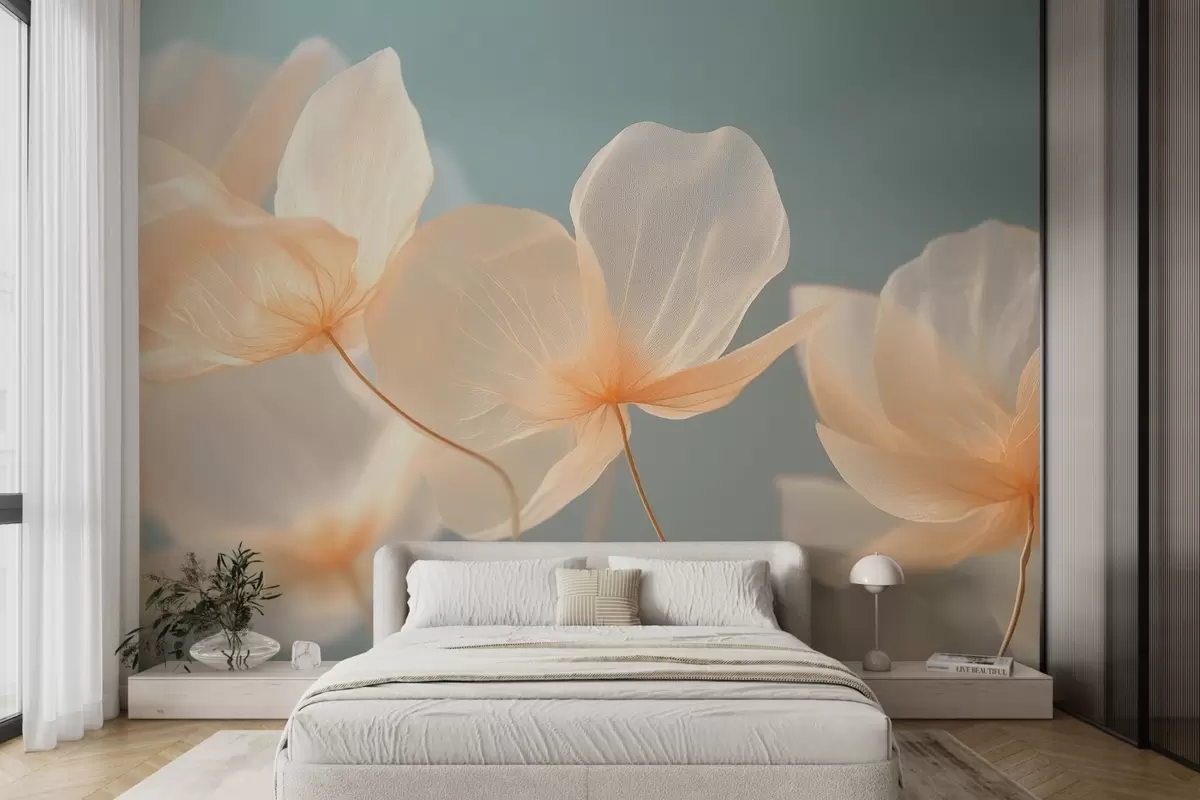 Papier peint Pétales de lotus, une composition délicate sur fond bleu w08500 buy France - Uwalls.fr Papier peint Pétales de lotus, une composition délicate sur fond bleu w08500