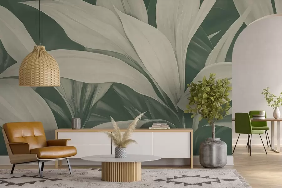 Papier peint Grandes feuilles vertes w08501v1