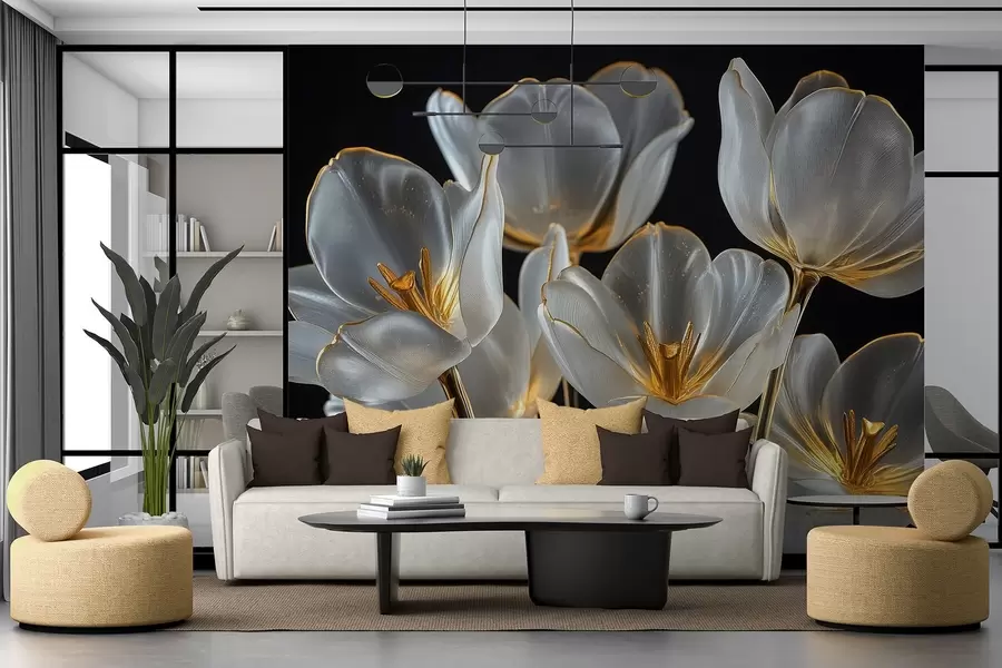 Papier peint Bouquet de tulipes dans le style d'une sculpture en verre w08489