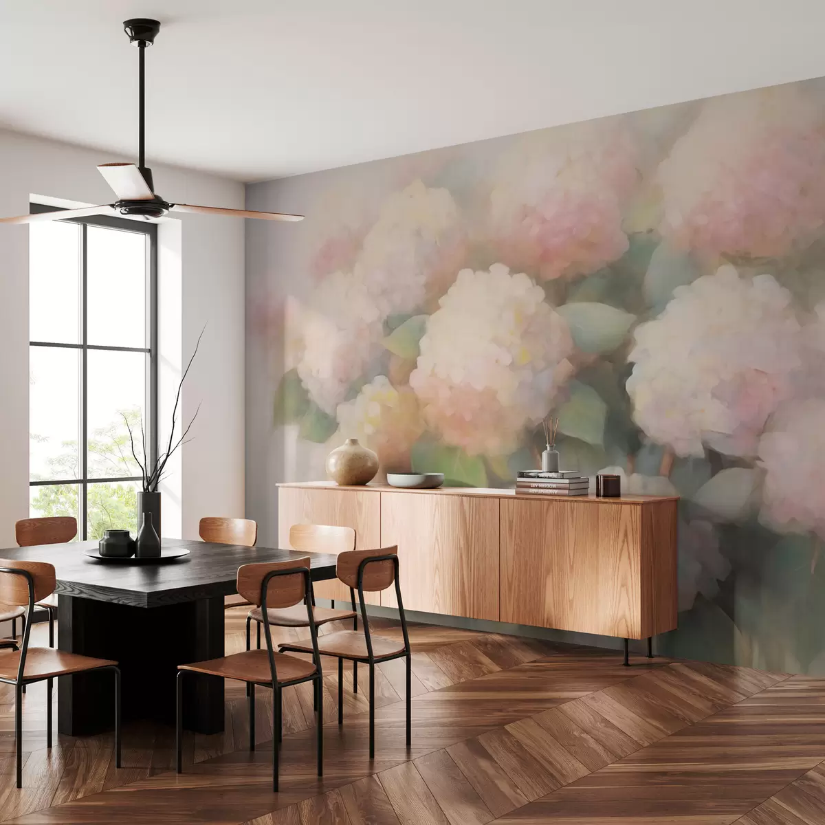 Papier peint Fleurs d'hortensia w08544