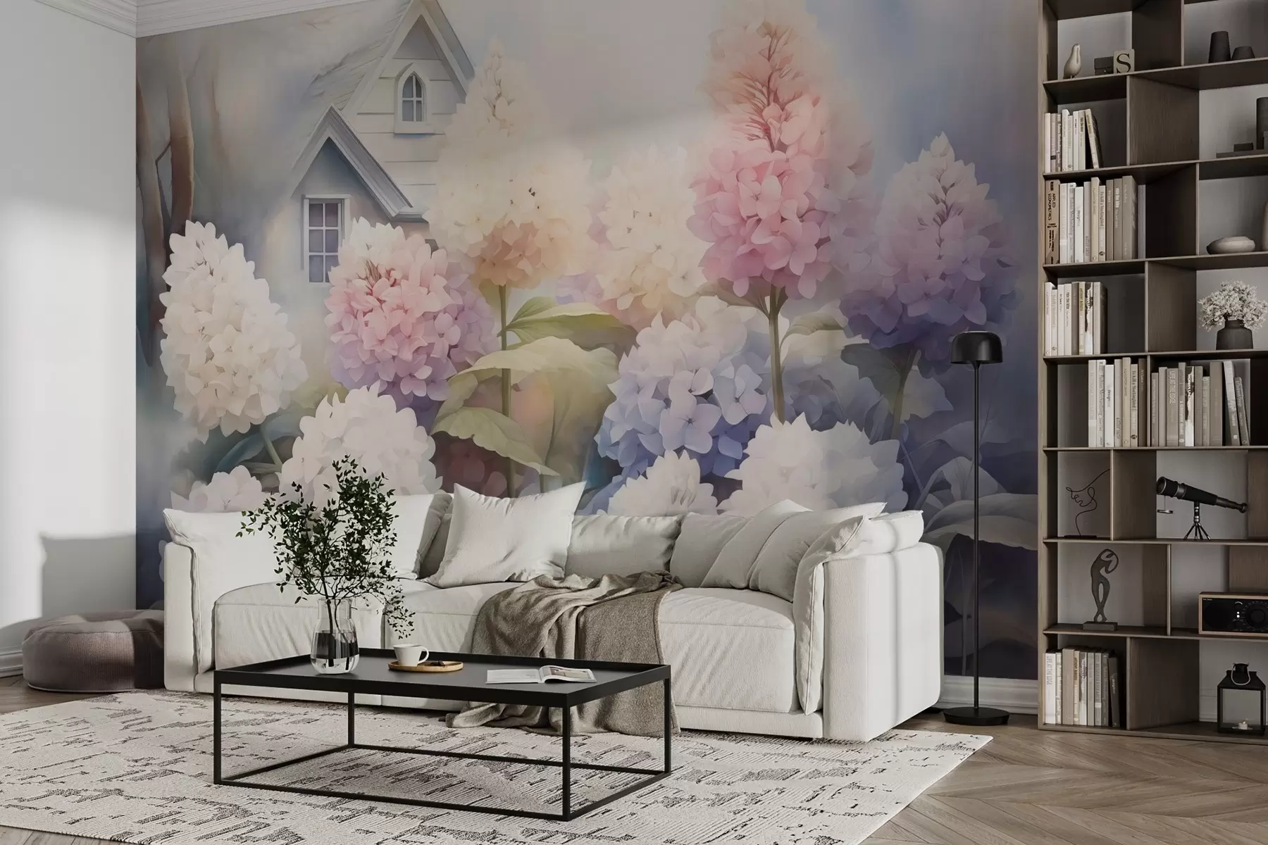 Papier peint Hyacinthes dans le jardin imitation d'aquarelle w02592