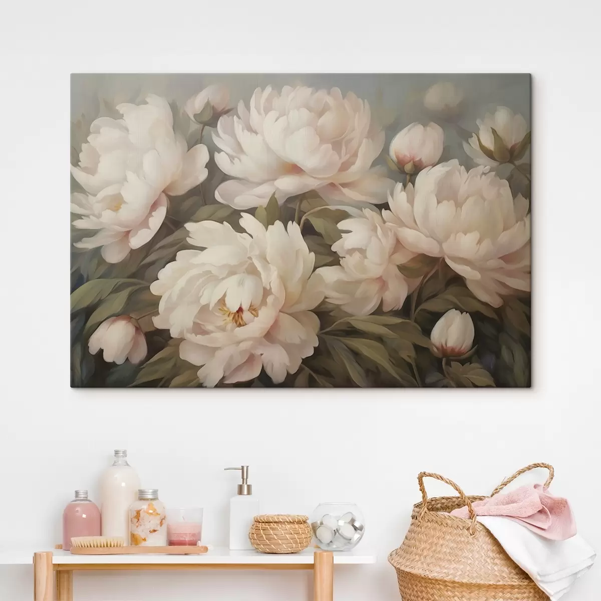 Tableau Fleurs et feuilles sur fond flou s41763