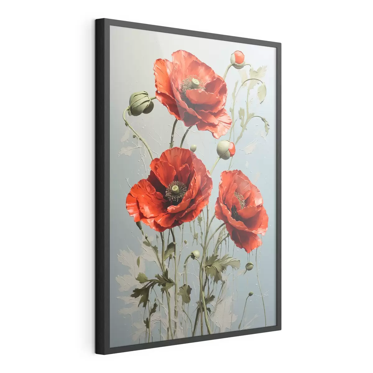 Poster Coquelicots sur fond bleu f41773