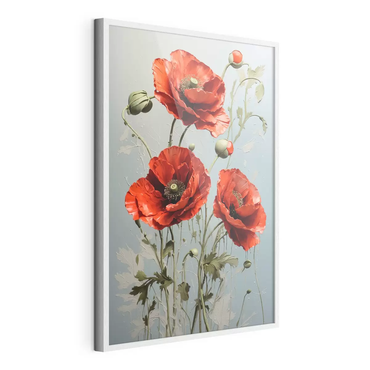Poster Coquelicots sur fond bleu f41773