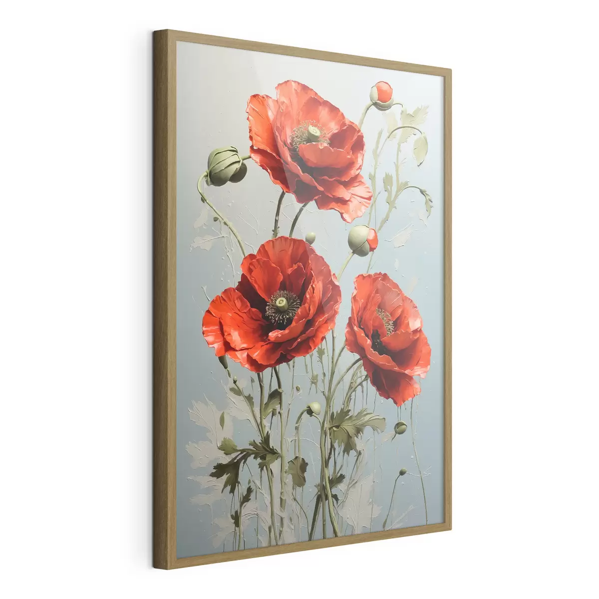 Poster Coquelicots sur fond bleu f41773