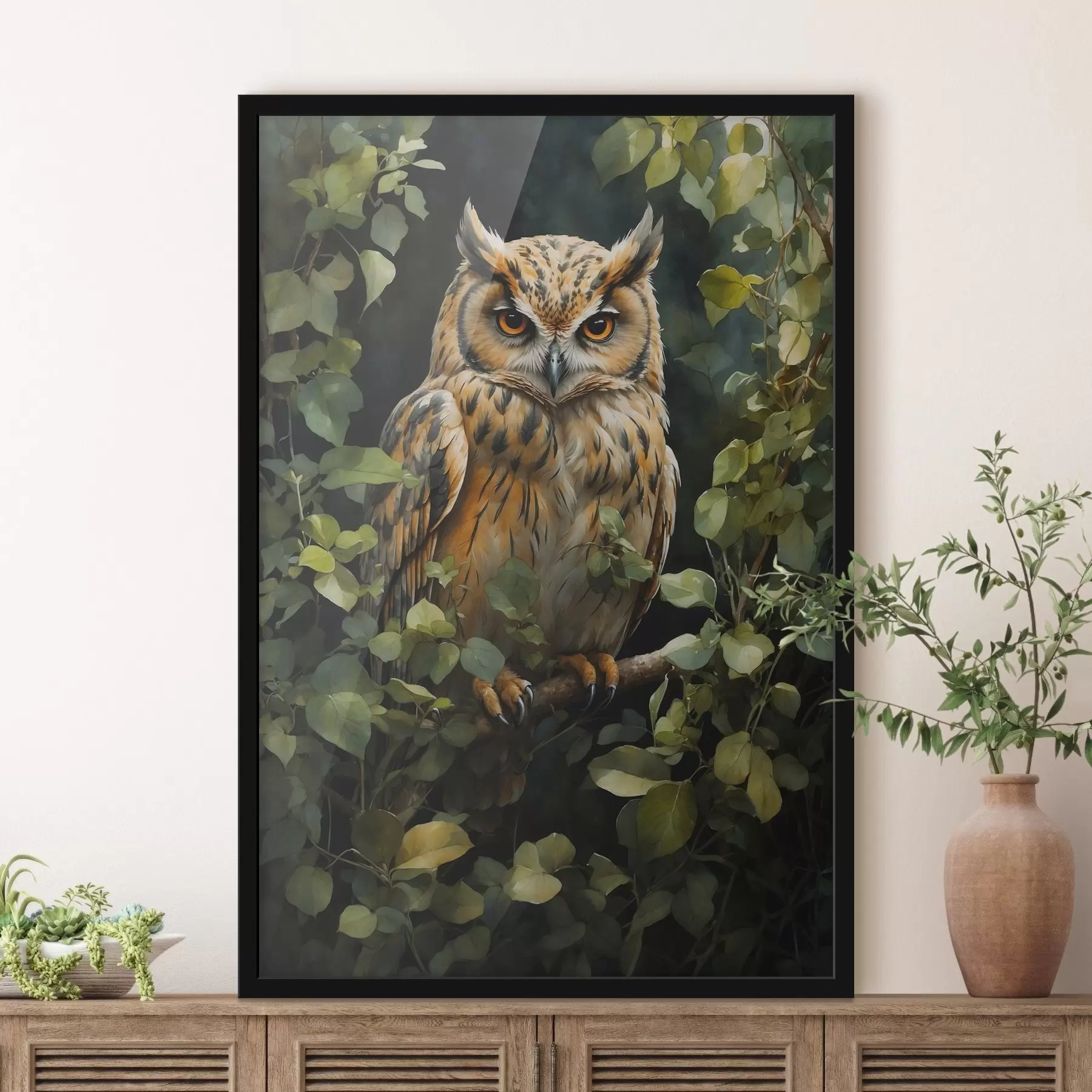 Papier peint Chouette sur une branche f41776