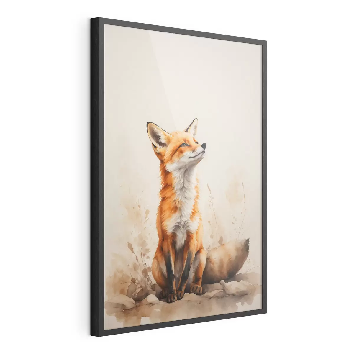 Poster Renard sur fond beige f41778