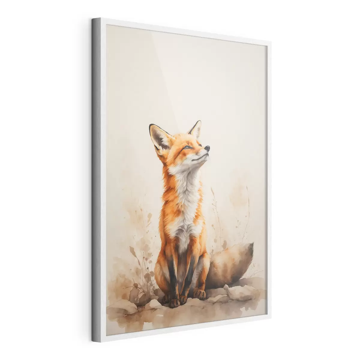 Poster Renard sur fond beige f41778