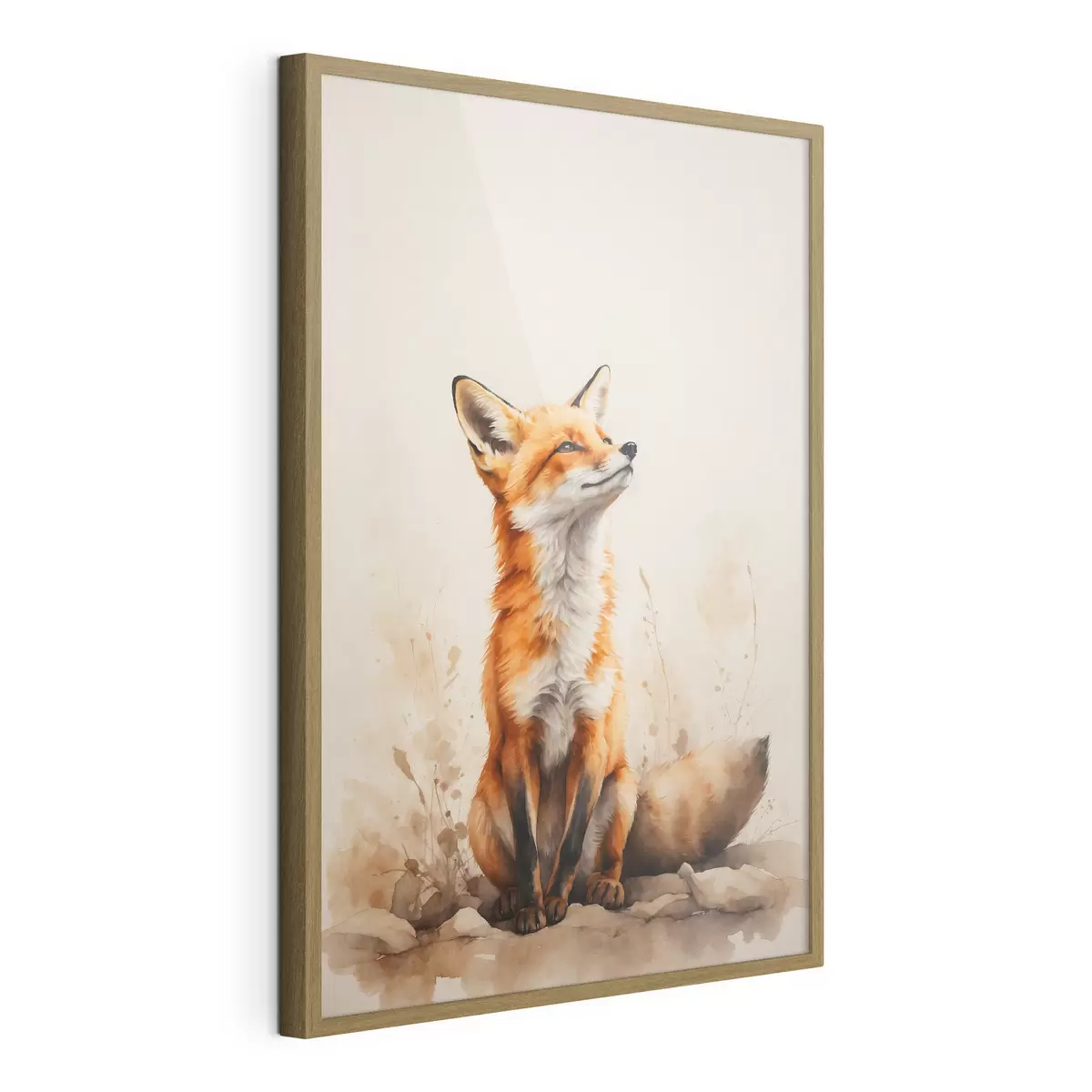 Poster Renard sur fond beige f41778