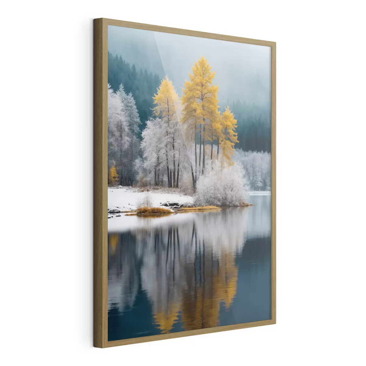 Poster Forêt et lac en hiver f41785
