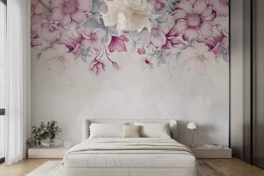 Papier peint Grandes fleurs sur le mur w08521