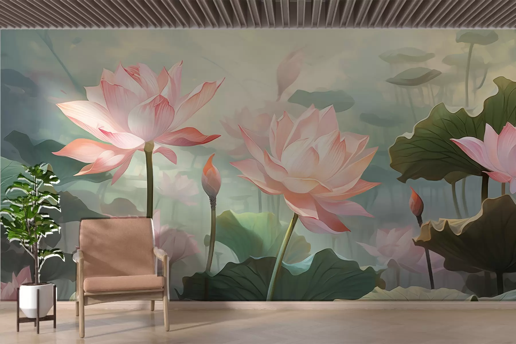 Papier peint Grand muguet rose w02600