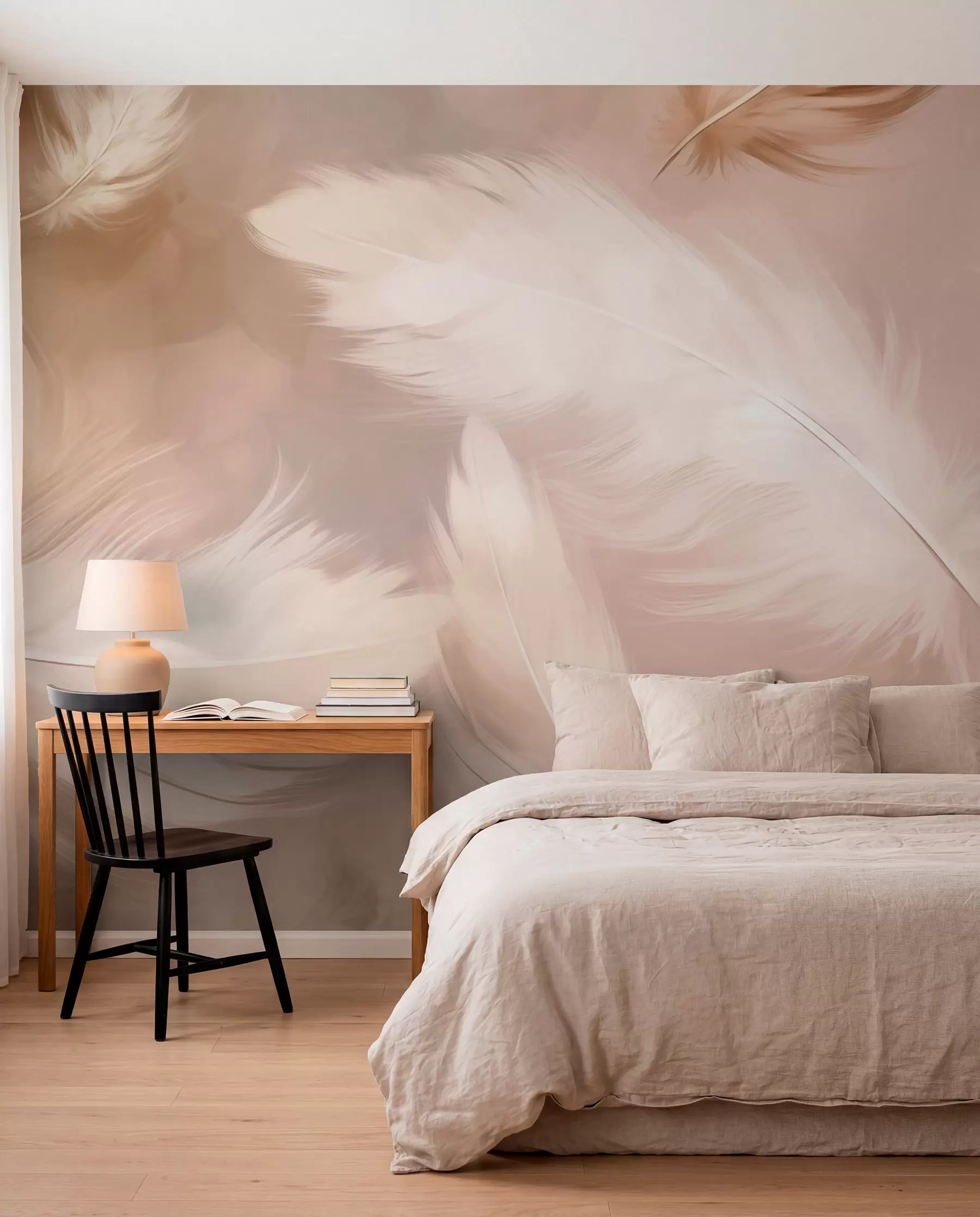 Papier peint Grandes plumes en beige w02601v1