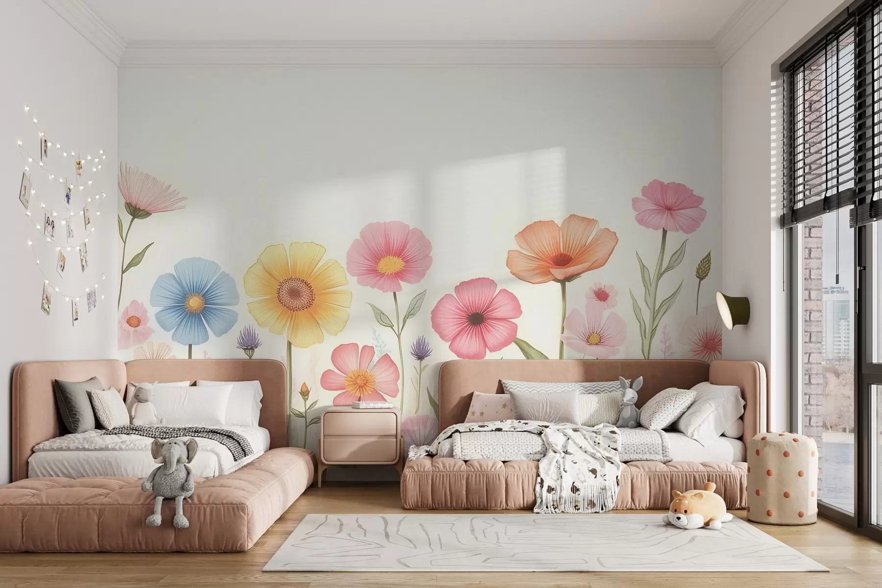 Papier peint Jardin fleuri en style aquarelle w02613