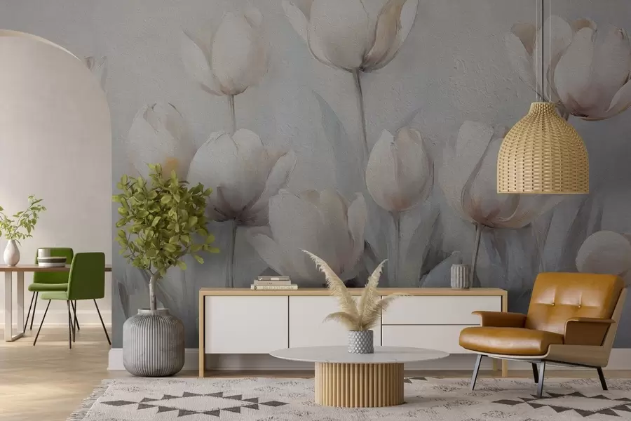 Papier peint Tulipes en style grunge w02618