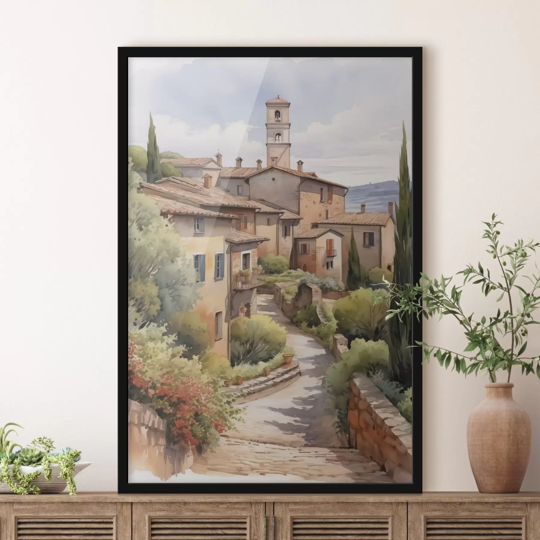 Papier peint Imitation de rue de banlieue italienne aquarelle f42135