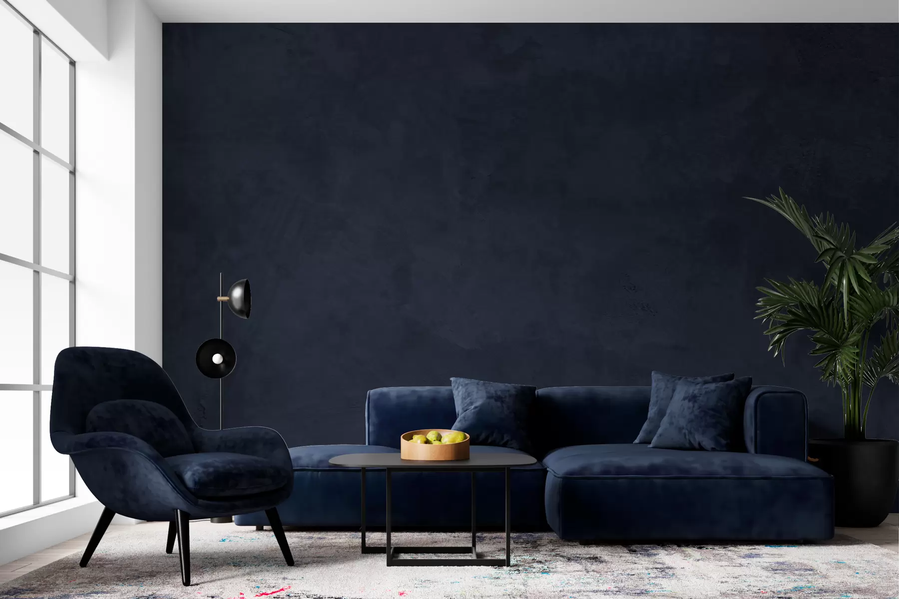 Papier peint Fond bleu avec effet de mur en béton w02553v2