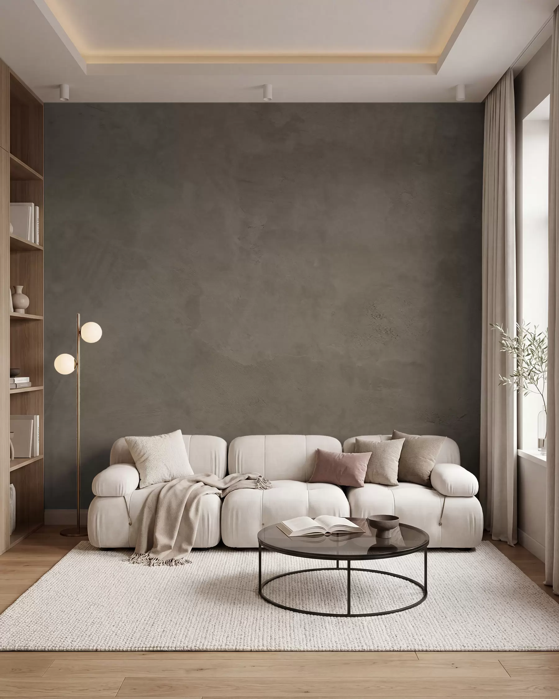 Papier peint Fond brun et beige avec effet de mur en béton w02553v3