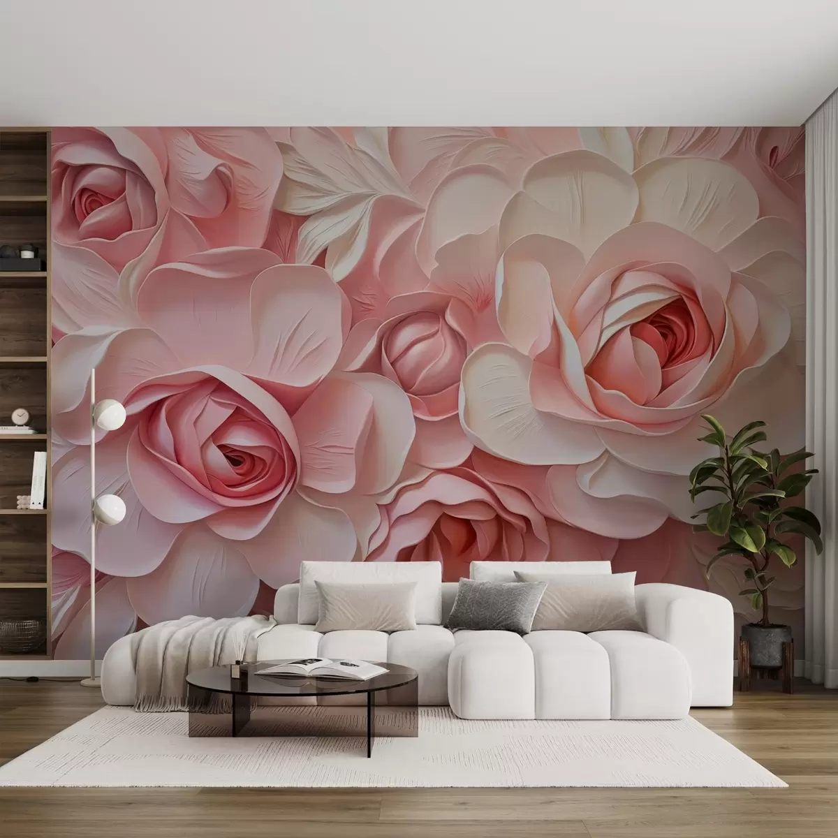 Papier peint Grandes roses imitation peinture w02638