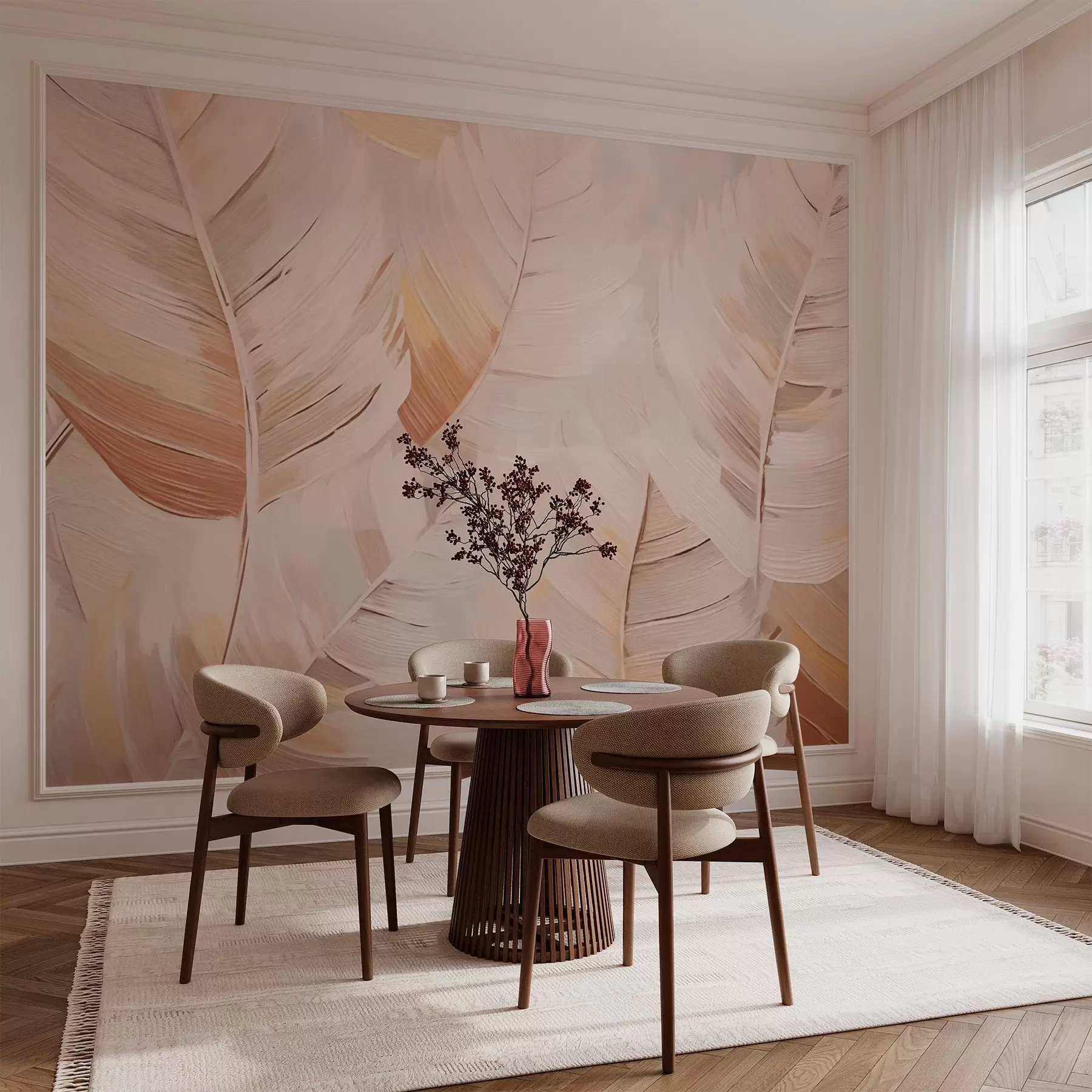 Papier peint Feuilles abstraites beiges w02576