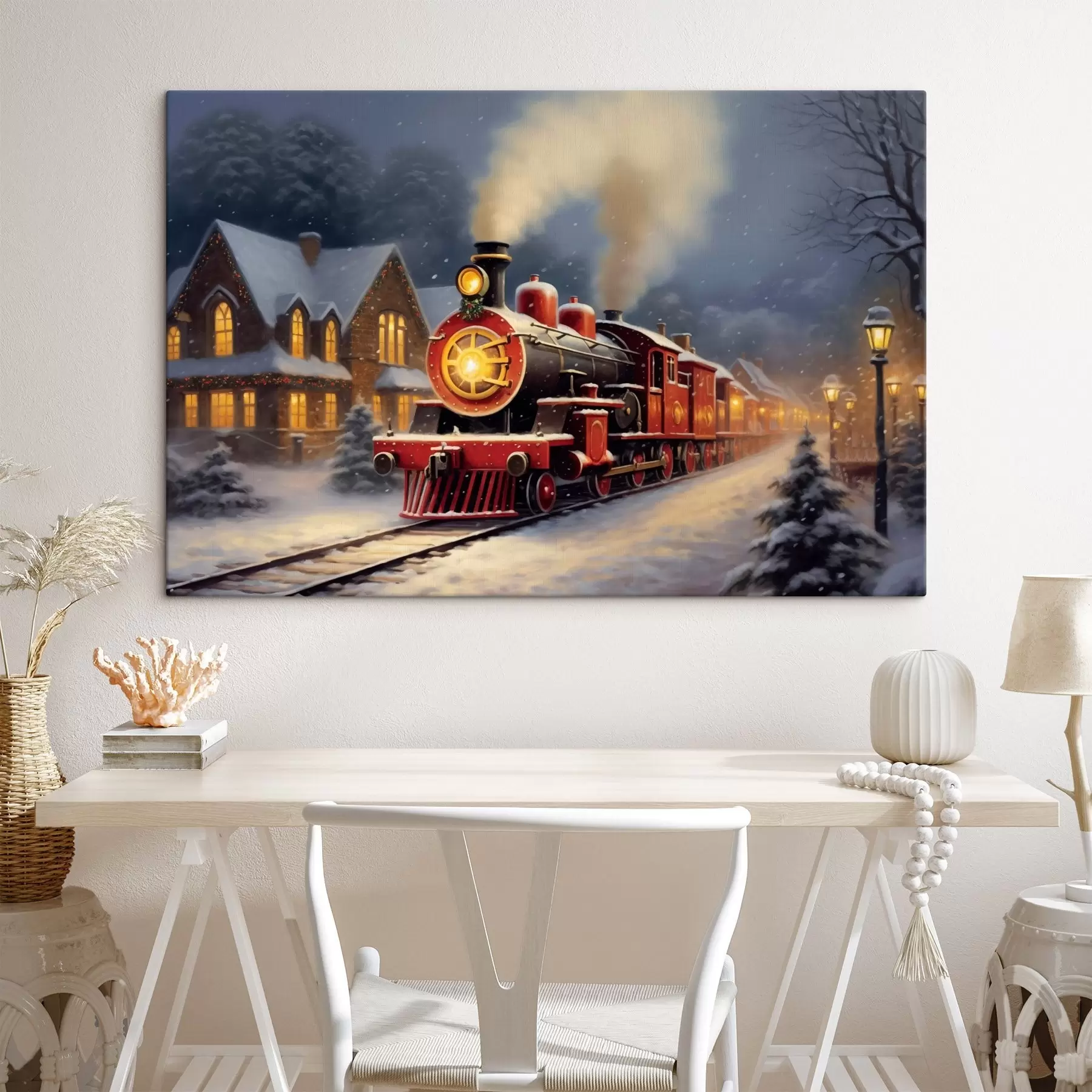Tableau Le train de Noël dans un conte de fées hivernal s42168