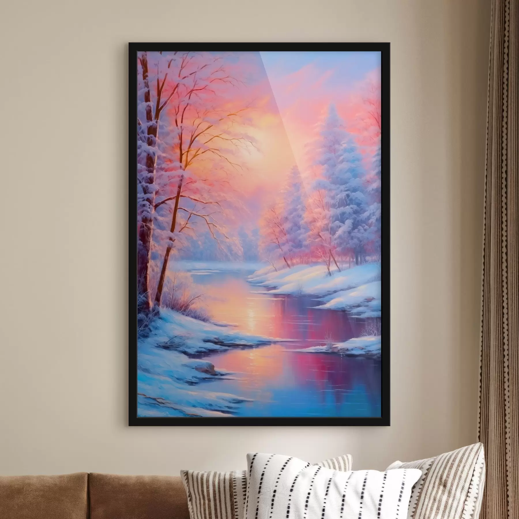 Papier peint Conte de fées hivernal au bord de la rivière f42149