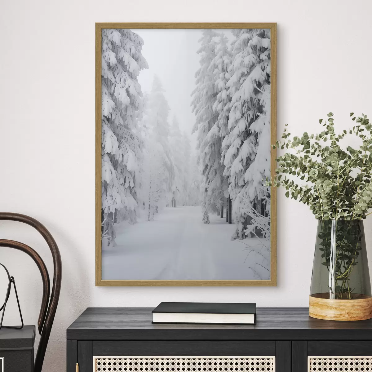 Poster Forêt d'hiver dans la neige f42153