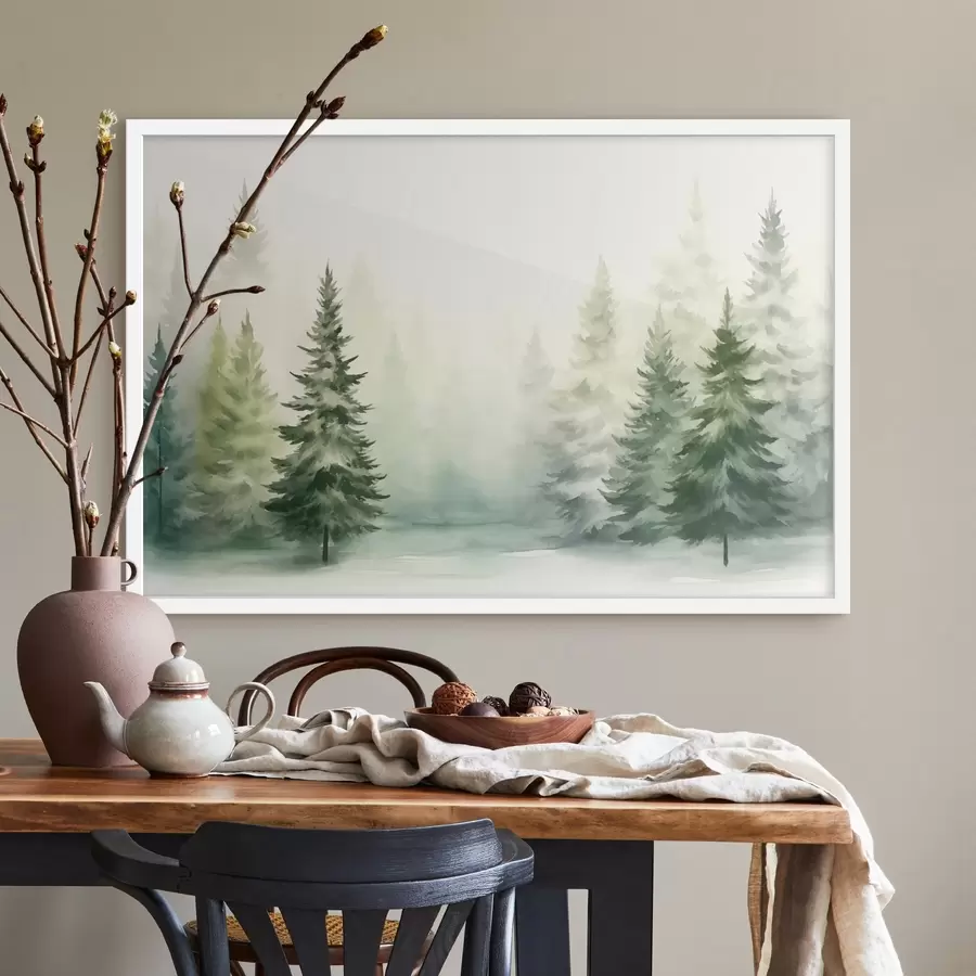 Papier peint Forêt de sapins brumeuse f42154