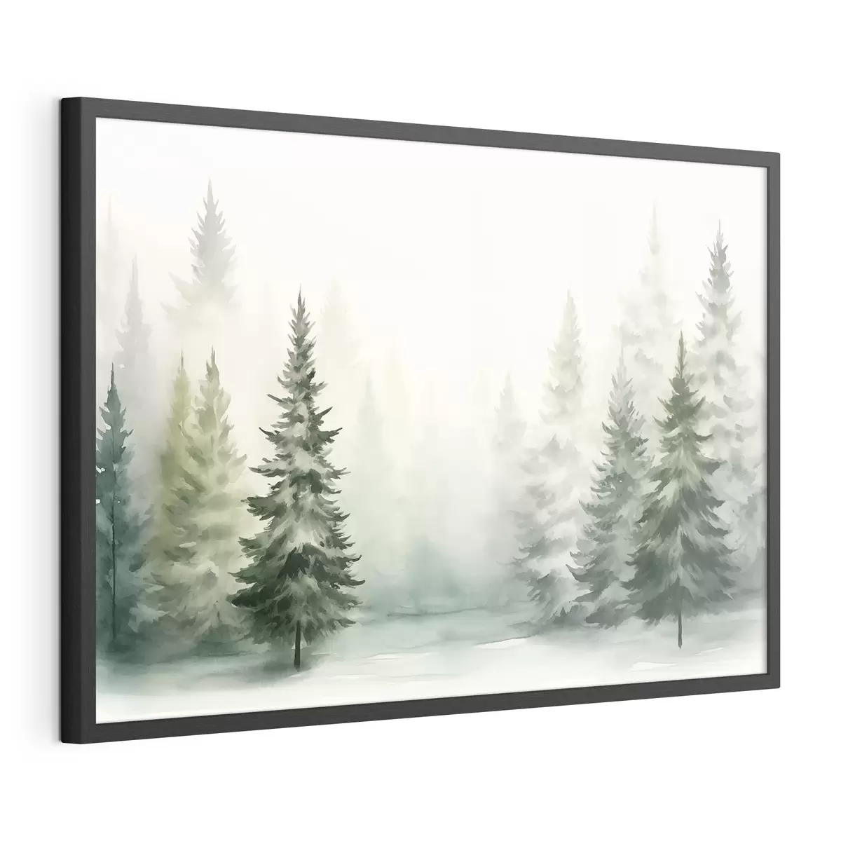 Poster Forêt de sapins brumeuse f42154
