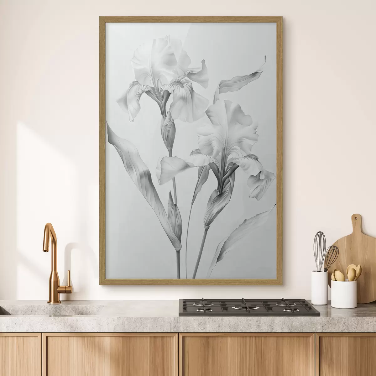 Poster Iris élégants dans les tons noirs et blancs f42171