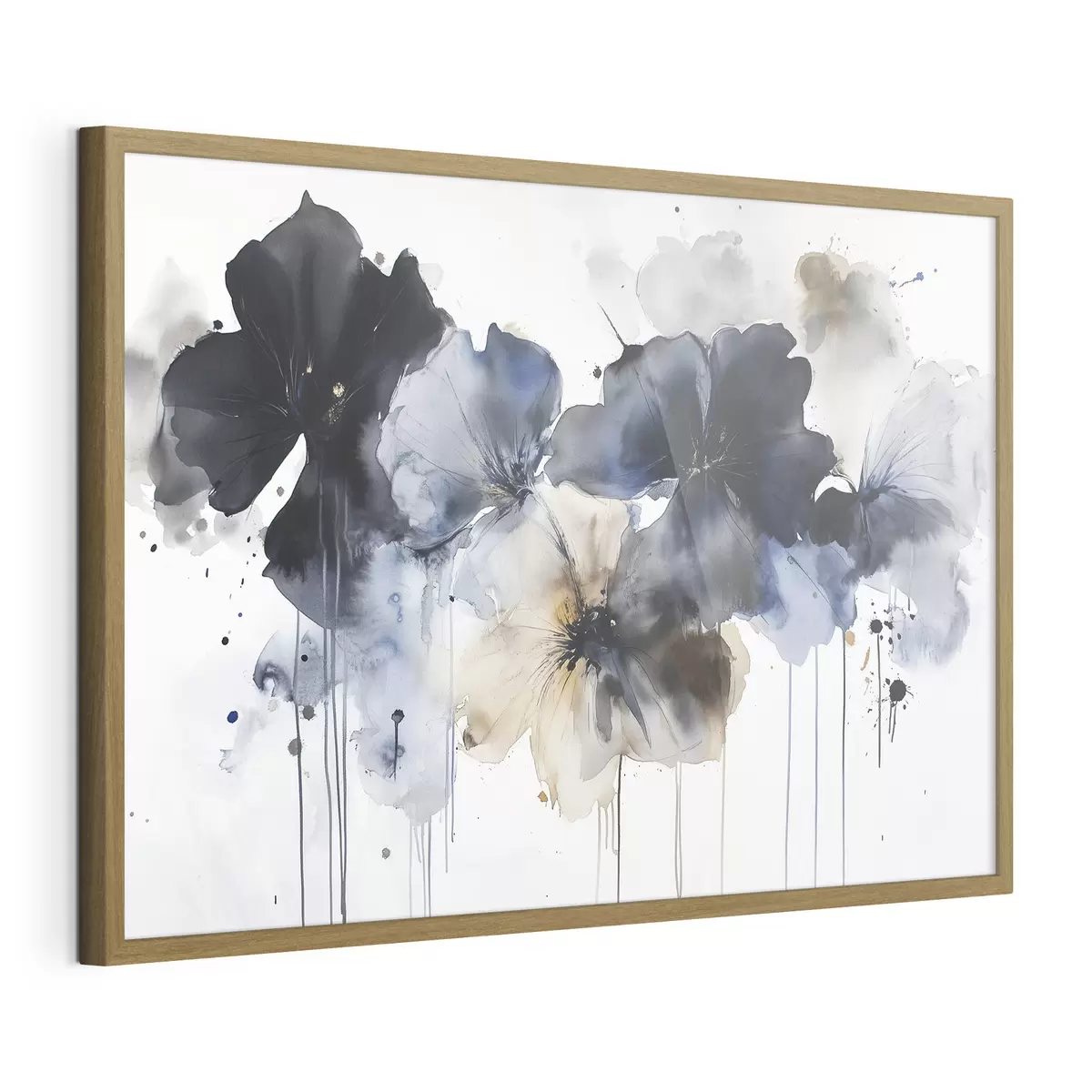 Poster Aquarelle de fleurs, style fluide, couleurs bleues f42207