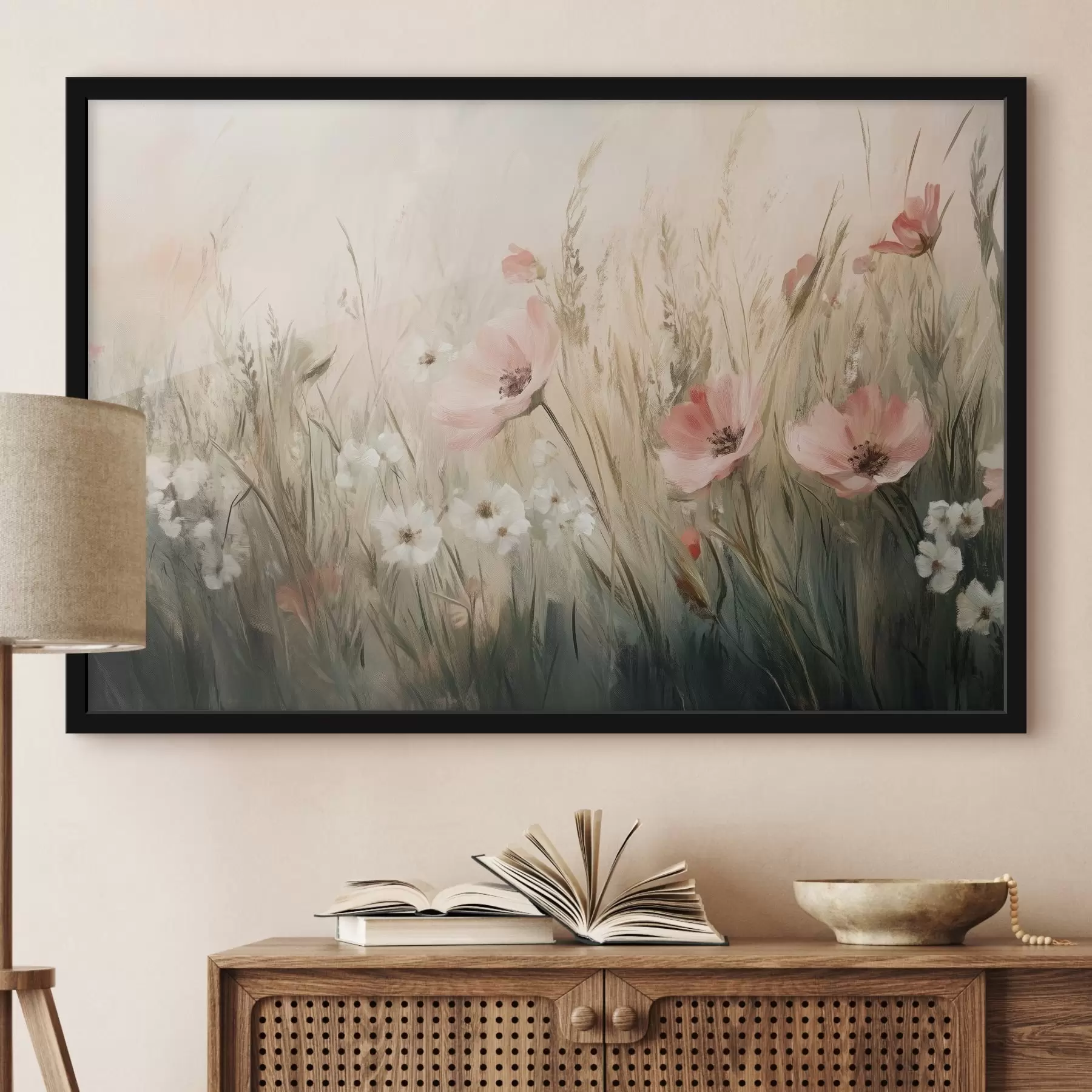 Papier peint Fleurs dans la prairie, rustique, style acrylique f42209
