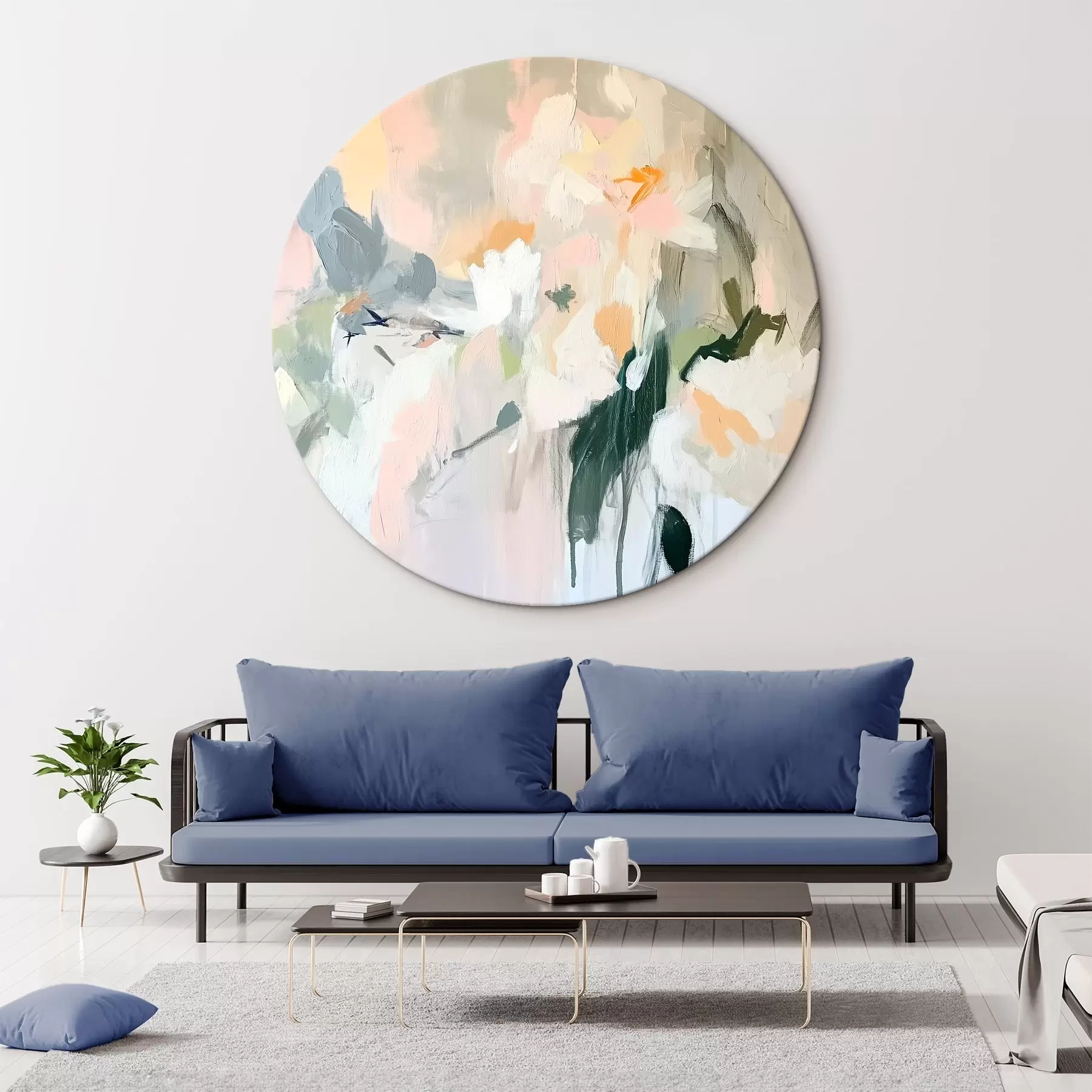 Tableau Dessin abstrait, style acrylique, couleurs douces et naturelles r42204