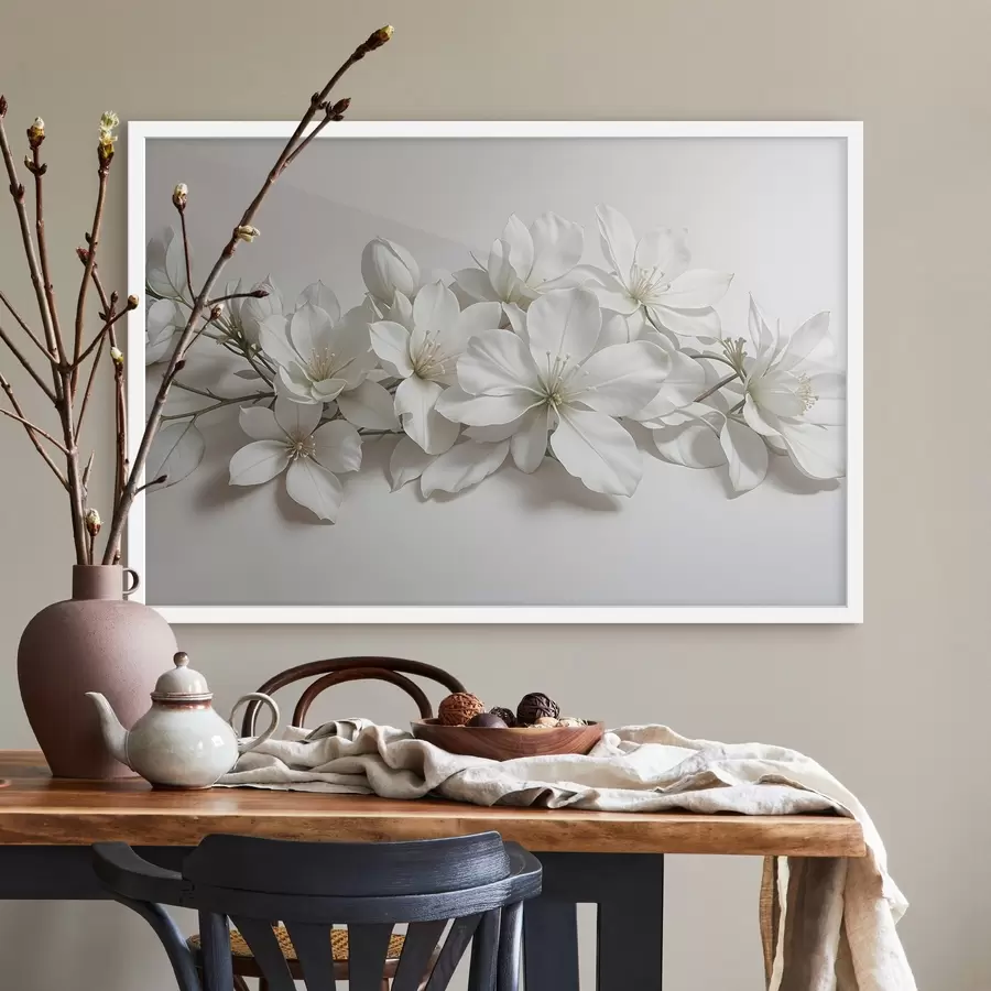 Papier peint Fleurs de magnolia blanches et délicates sur fond clair f42230