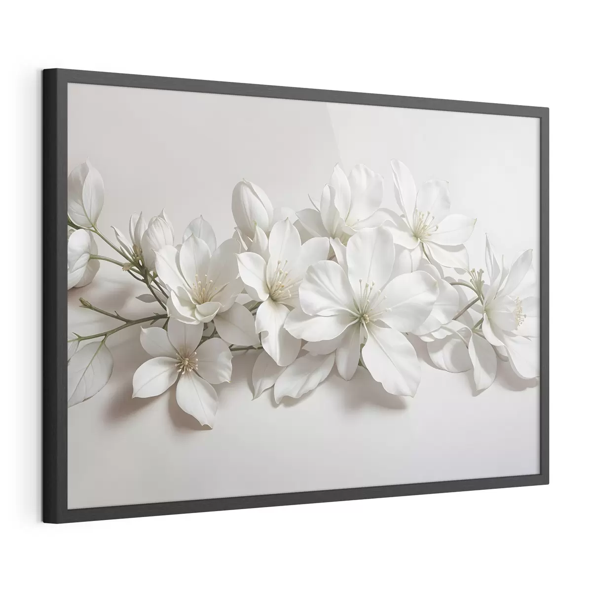 Poster Fleurs de magnolia blanches et délicates sur fond clair f42230