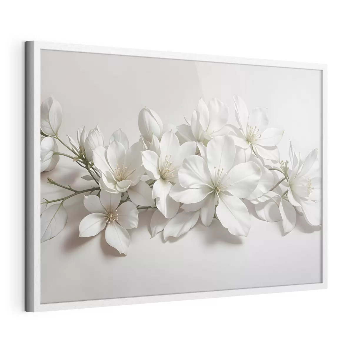 Poster Fleurs de magnolia blanches et délicates sur fond clair f42230