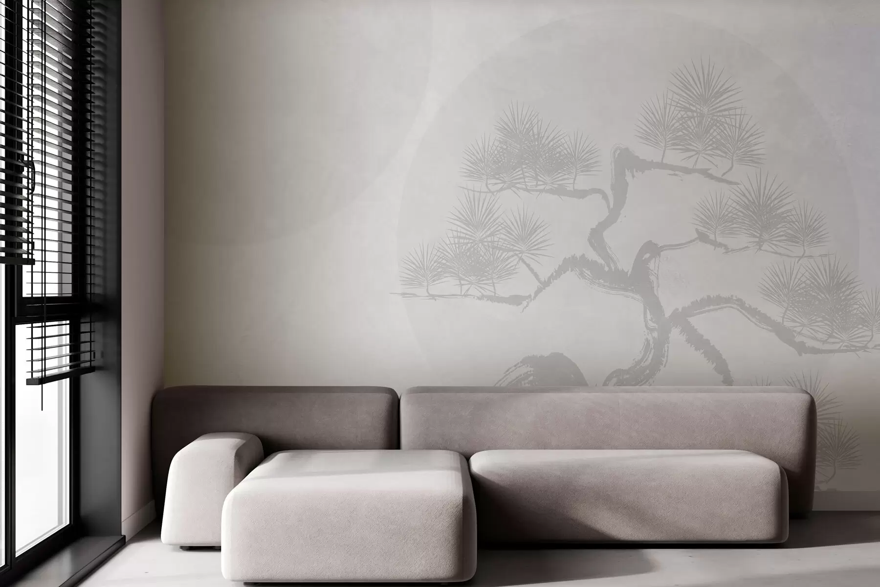 Papier peint Bonsaï japonais minimalisme géométrie fond grunge w08556v1